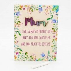 Floral Wooden "Mum" Sentimental Plaque