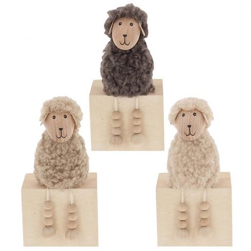 Shudehill Giftware Fluffy Flock Sheep Ornament - Dangle leg