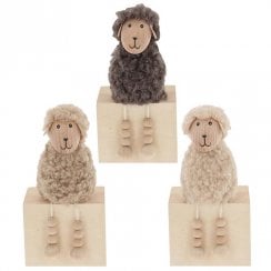 Fluffy Flock Sheep Ornament - Dangle leg