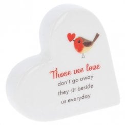 Forget Me Not Robin Standing Heart Plaque - Those We Love