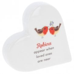 Forget Me Not Robins Standing Heart Plaque