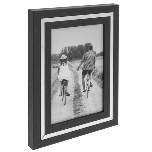 Shudehill Giftware Grey Silver Band Photo Frame