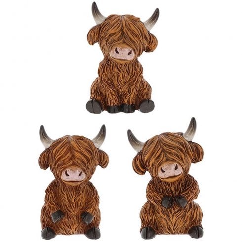 Shudehill Giftware Happy Highland Cow Sitting Ornament