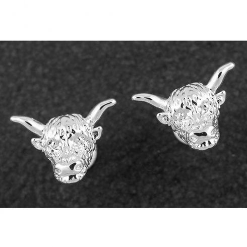 Shudehill Giftware Highland Coo Head Silver Plated Earrings