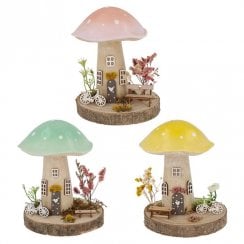 Large Spring Folk Art Mushroom Cottage