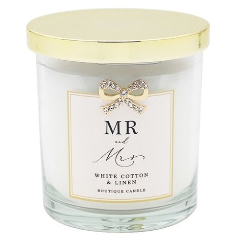 Shudehill Giftware Mr and Mrs Candle - White Cotton And Linen