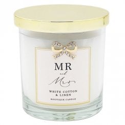 Mr and Mrs Candle - White Cotton And Linen