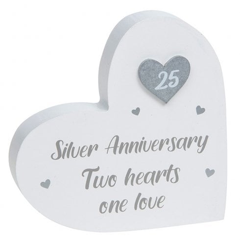 Shudehill Giftware Provence Silver Anniversary Standing Heart Plaque 200911 