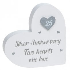 Provence Silver Anniversary Standing Heart Plaque 200911 