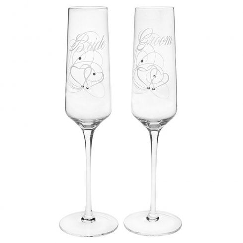 Shudehill Giftware Rush Bride & Groom Flutes Pair