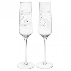 Rush Bride & Groom Flutes Pair