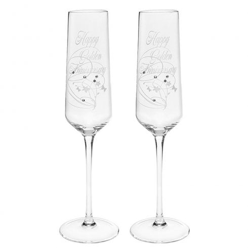 Shudehill Giftware Rush Golden Anniversary Flutes Pair