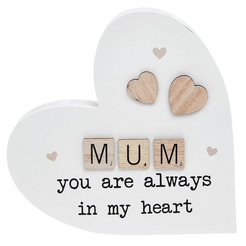 Shudehill Giftware Scrabble Sentiment Standing Heart Ornament - Mum 