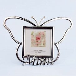 Silver Mum Butterfly Photo Frame