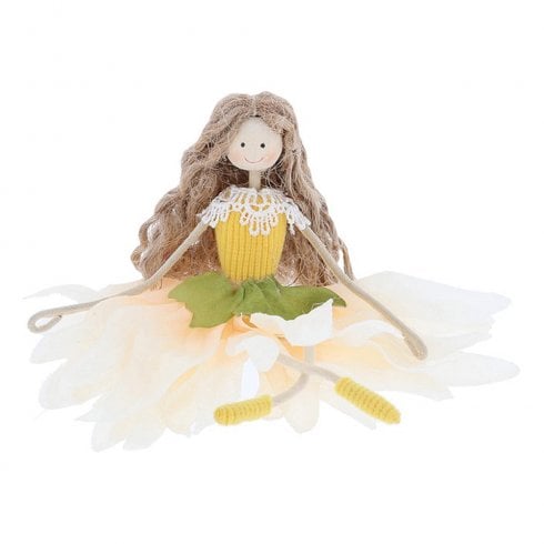 Shudehill Giftware Sitting Flower Girl Figurine - Peach Dahlia