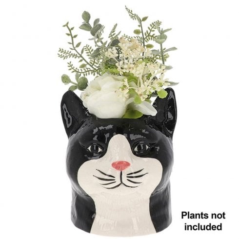 Shudehill Giftware Small Moggy Pots Planter Black & White