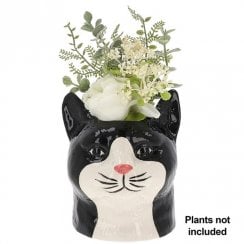 Small Moggy Pots Planter Black & White