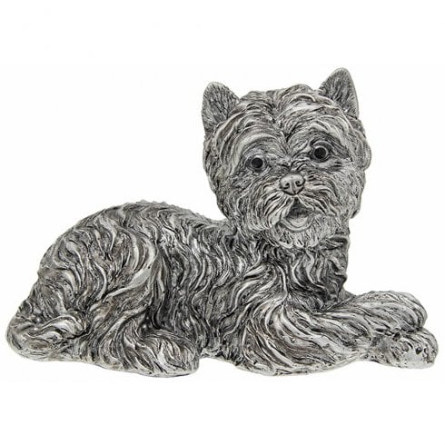 Shudehill Giftware Small Silver Westie Ornament - Lying
