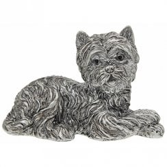 Small Silver Westie Ornament - Lying
