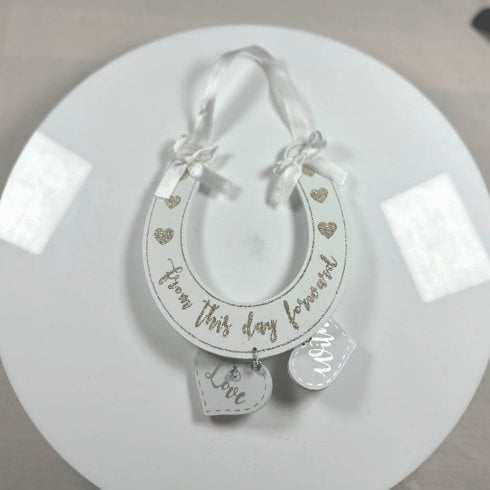 Shudehill Giftware Wedded Bliss Hanging Heart Horseshoe