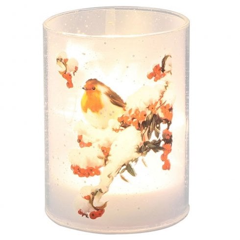 Shudehill Giftware Xmas Small Snowy Robin Glow Lamp