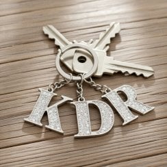 Silver Plated Glitter Letter Keyrings