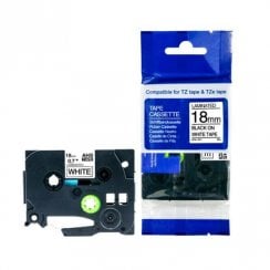 18mm/0.7" Black on White Tape Cassette for P-Touch Label Maker