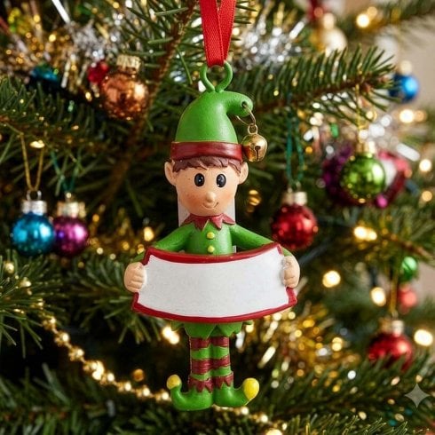 The Present Shop Blank Green Elf Christmas Hanging Ornament
