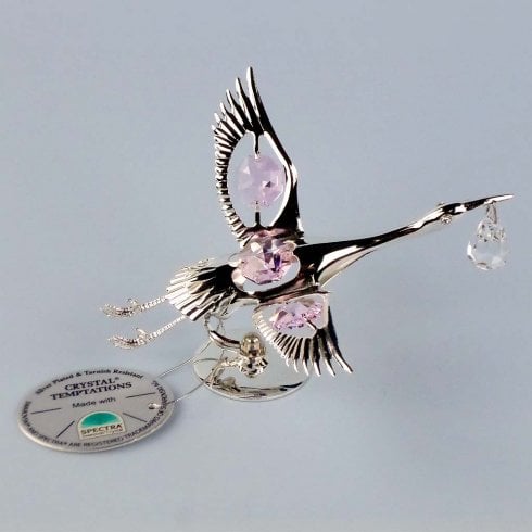 The Present Shop Crystal Temptations Pink Stork Ornament