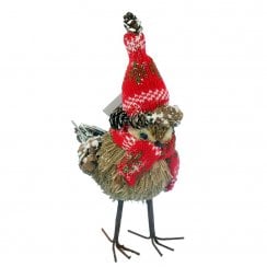 Festive Robin Ornament with Winter Hat & Scarf