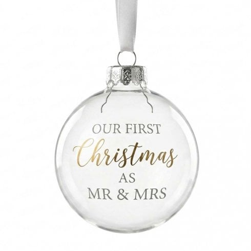 The Present Shop First Christmas as Mr & Mrs Glass Bauble