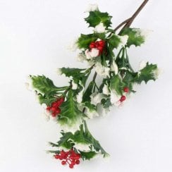 Frosted Holly Christmas Branch
