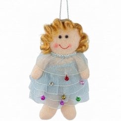 Jingle Bell Christmas Tree Doll Decoration - Blue