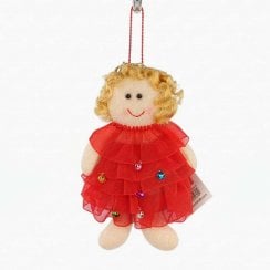 Jingle Bell Christmas Tree Doll Decoration - Red