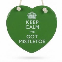 Keep Calm Mistletoe Heart Plaque