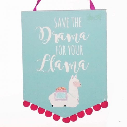The Present Shop Teal Llama Pom Pom Plaque