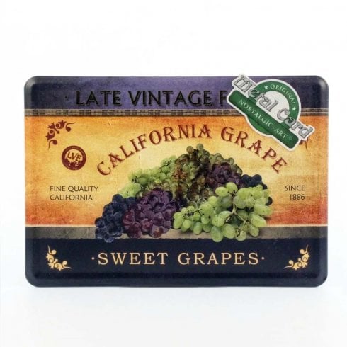 The Present Shop Vintage California Grape Metal Card Sign