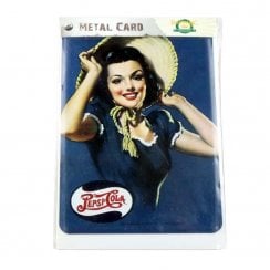 Vintage Pepsi-Cola Metal Postcard Sign