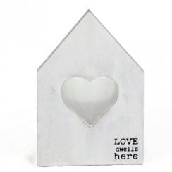 White Love Heart Tealight Holder