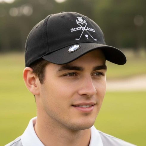 Thistle Products Ltd Black Scotland Golf Baseball Cap