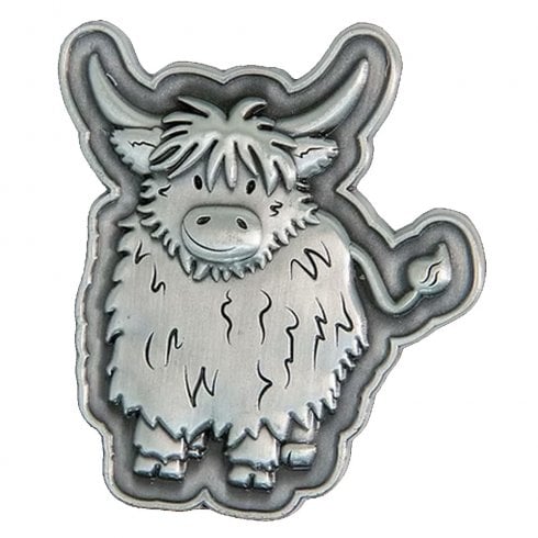 Thistle Products Ltd Brushed Metal Highland Coo Magnet