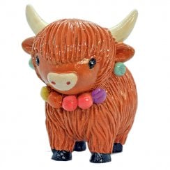 Highland Coo Figurine with Necklace & Earrings