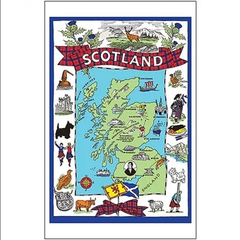 Thistle Products Ltd Scotland Map Tea Towel 