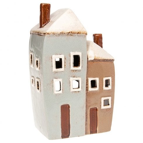 Village Pottery 2 Houses Ceramic Tealight Candle Holder