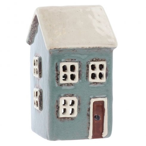 Village Pottery Aqua Mini House Tealight Holder 