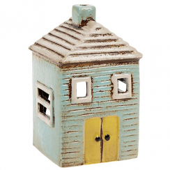Village Pottery Blue House Tealight Holder