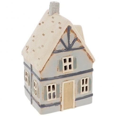 Village Pottery Blue Tudor House Tealight Holder