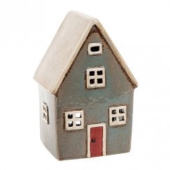 Village Pottery Dark Grey House Ceramic Tealight Candle Holder