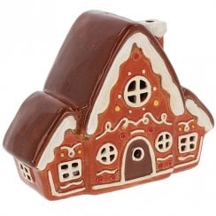 Village Pottery Gingerbread Triple Roof Tealight Holder
