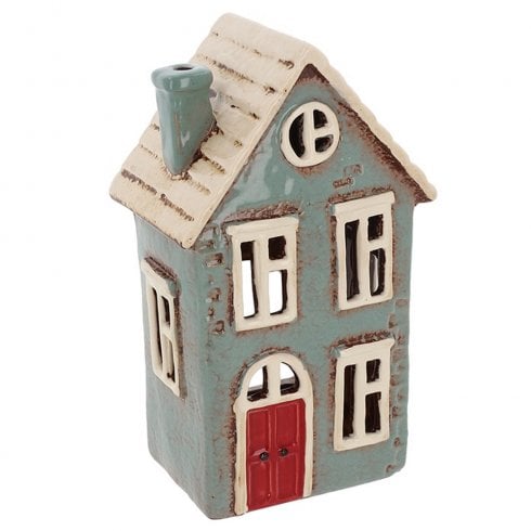 Village Pottery Grey Tall House Tealight Holder